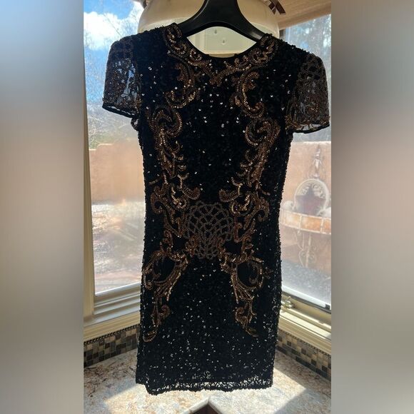 Black and Gold Sequin Dress - Picture 9 of 14